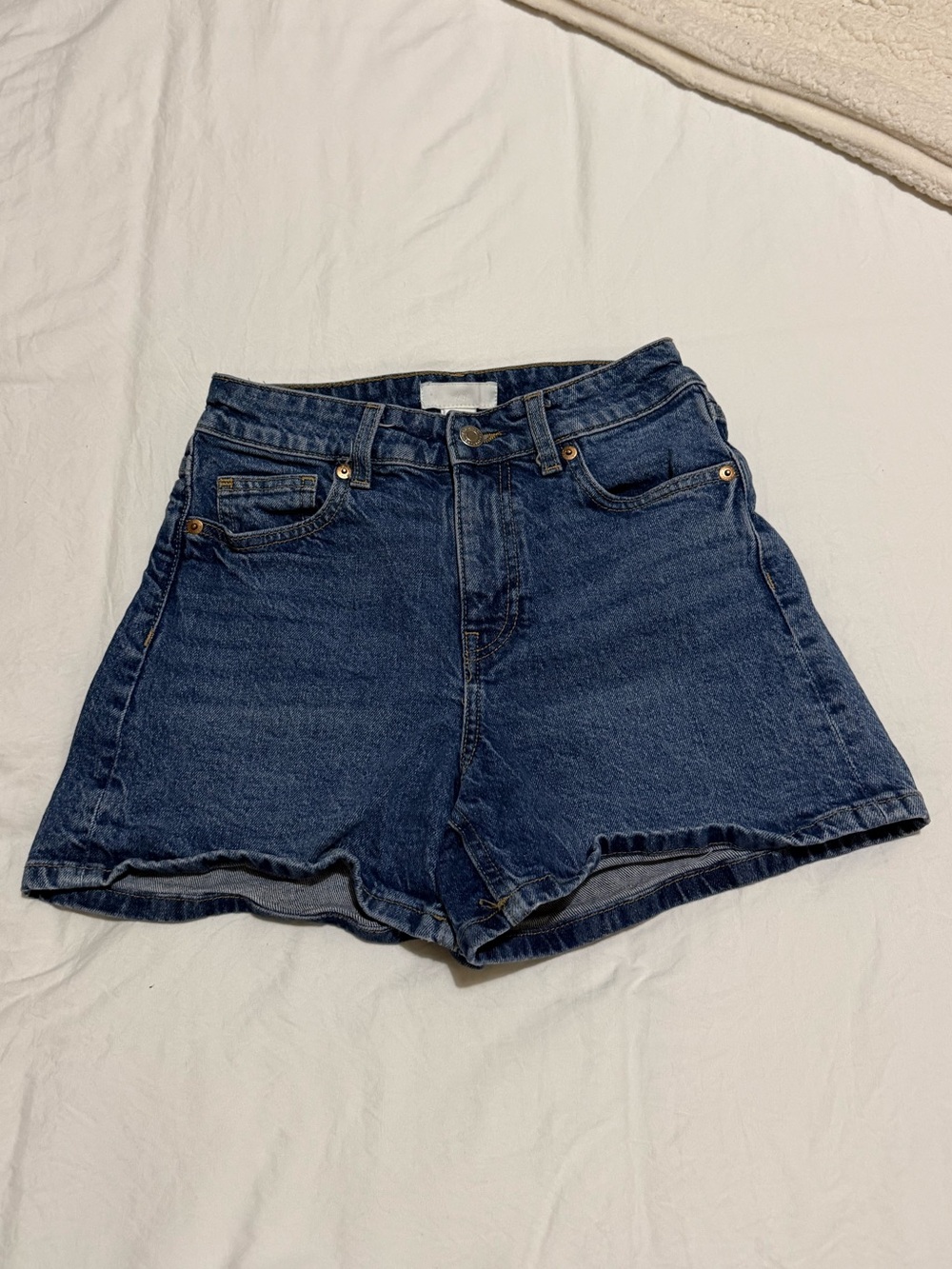 H&M Dark Blue High-Rise Denim Shorts